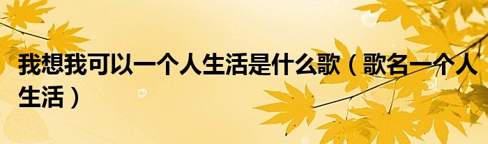 我想我可以一个人生活是什么歌(歌名一个人生活)