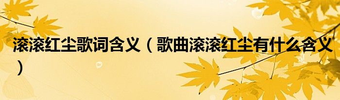滚滚红尘歌词含义(歌曲滚滚红尘有什么含义)