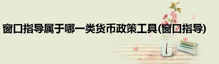 窗口指导属于哪一类货币政策工具(窗口指导)