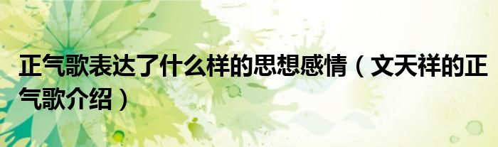 正气歌表达了什么样的思想感情(文天祥的正气歌介绍)