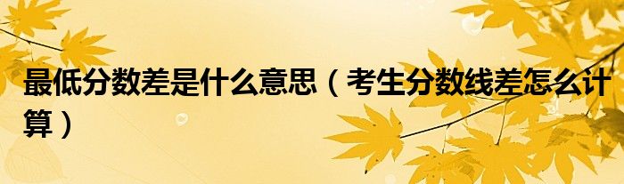 最低分数差是什么意思(考生分数线差怎么计算)