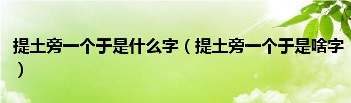 提土旁一个于是什么字(提土旁一个于是啥字)