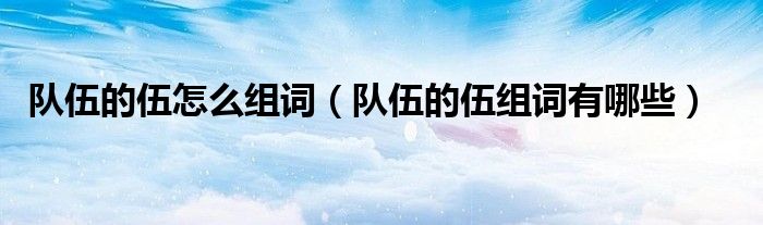 队伍的伍怎么组词(队伍的伍组词有哪些)