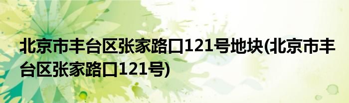 北京市丰台区张家路口121号地块(北京市丰台区张家路口121号)