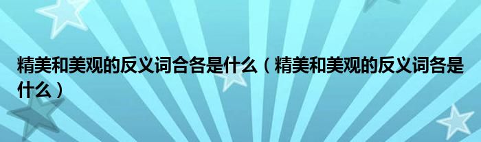 精美和美观的反义词合各是什么(精美和美观的反义词各是什么)