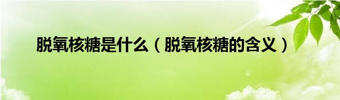 脱氧核糖是什么(脱氧核糖的含义)