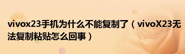 vivox23手机为什么不能复制了(vivoX23无法复制粘贴怎么回事)