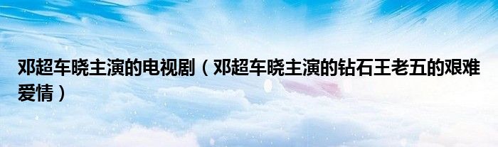 邓超车晓主演的电视剧(邓超车晓主演的钻石王老五的艰难爱情)