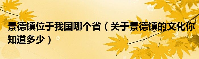 景德镇位于我国哪个省(关于景德镇的文化你知道多少)