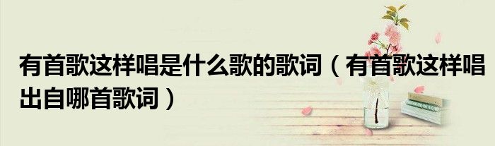有首歌这样唱是什么歌的歌词(有首歌这样唱出自哪首歌词)