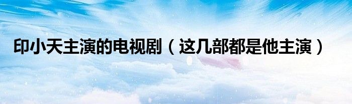 印小天主演的电视剧(这几部都是他主演)