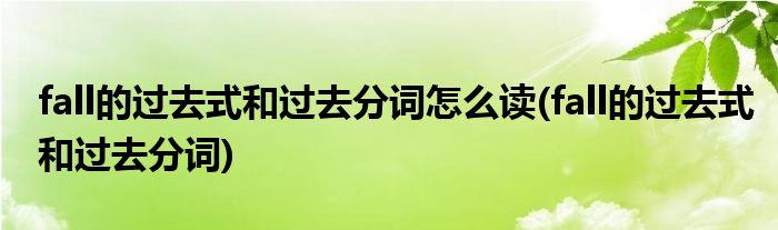 fall的过去式和过去分词怎么读(fall的过去式和过去分词)