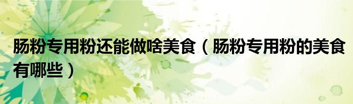 肠粉专用粉还能做啥美食(肠粉专用粉的美食有哪些)
