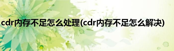cdr内存不足怎么处理(cdr内存不足怎么解决)