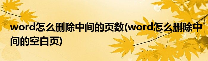 word怎么删除中间的页数(word怎么删除中间的空白页)