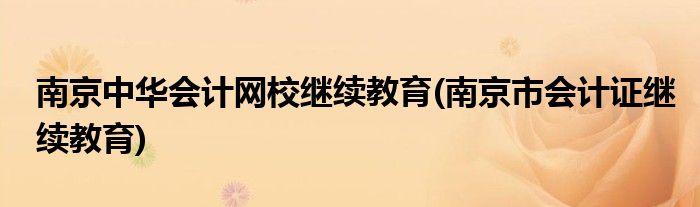 南京中华会计网校继续教育(南京市会计证继续教育)