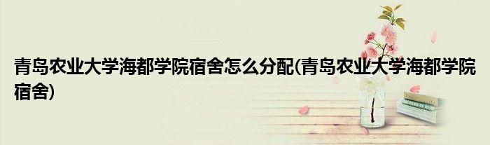 青岛农业大学海都学院宿舍怎么分配(青岛农业大学海都学院宿舍)