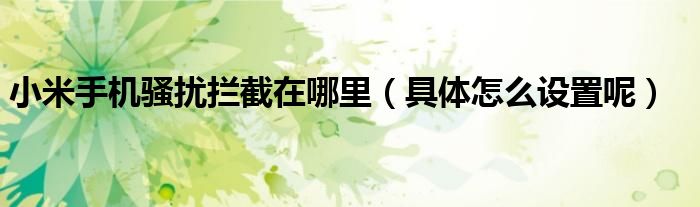 小米手机骚扰拦截在哪里(具体怎么设置呢)