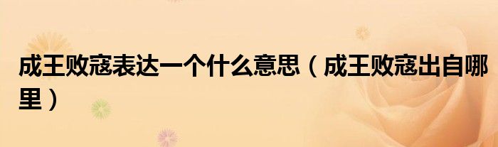 成王败寇表达一个什么意思(成王败寇出自哪里)