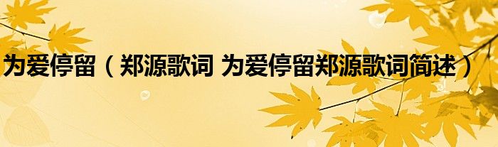 为爱停留(郑源歌词 为爱停留郑源歌词简述)