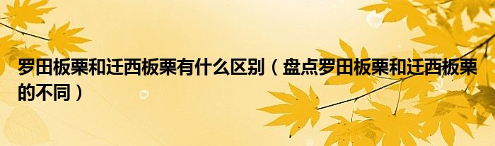 罗田板栗和迁西板栗有什么区别(盘点罗田板栗和迁西板栗的不同)