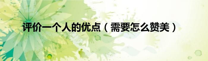 评价一个人的优点(需要怎么赞美)
