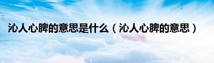 沁人心脾的意思是什么(沁人心脾的意思)