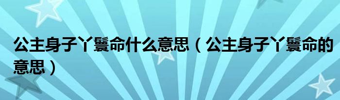 公主身子丫鬟命什么意思(公主身子丫鬟命的意思)