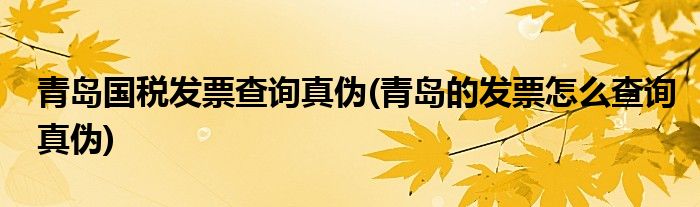 青岛国税发票查询真伪(青岛的发票怎么查询真伪)