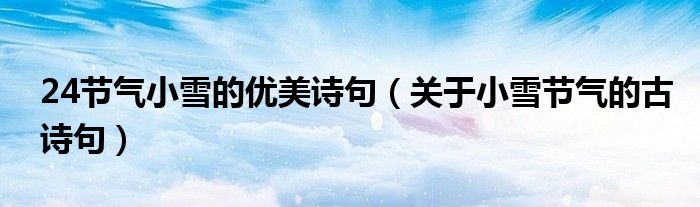 24节气小雪的优美诗句(关于小雪节气的古诗句)
