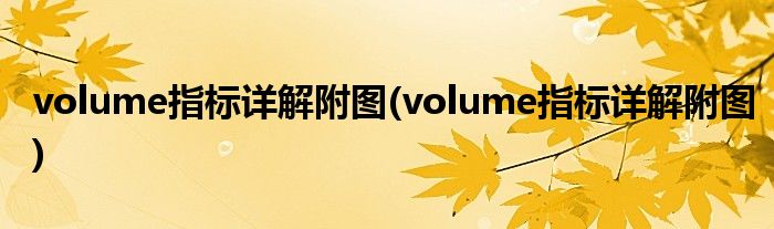 volume指标详解附图(volume指标详解附图)