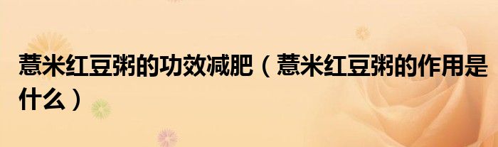 薏米红豆粥的功效减肥(薏米红豆粥的作用是什么)