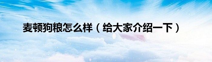 麦顿狗粮怎么样(给大家介绍一下)