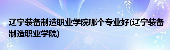 辽宁装备制造职业学院哪个专业好(辽宁装备制造职业学院)