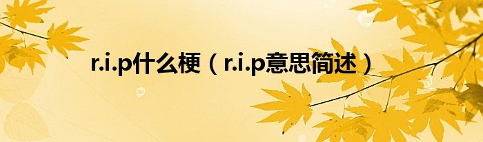 r.i.p什么梗(r.i.p意思简述)
