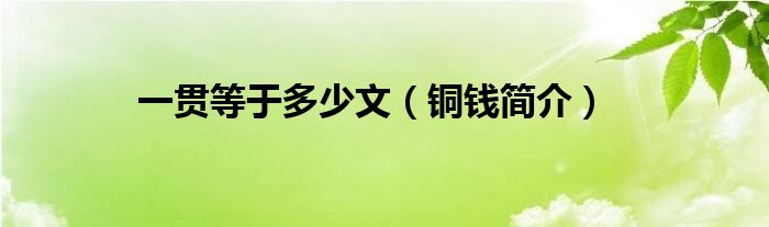 一贯等于多少文(铜钱简介)