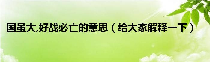 国虽大,好战必亡的意思(给大家解释一下)