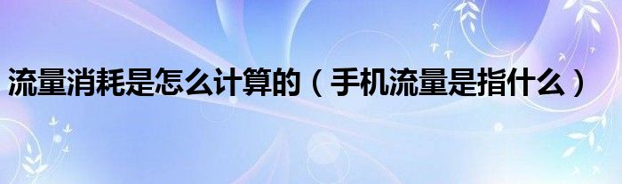 流量消耗是怎么计算的(手机流量是指什么)