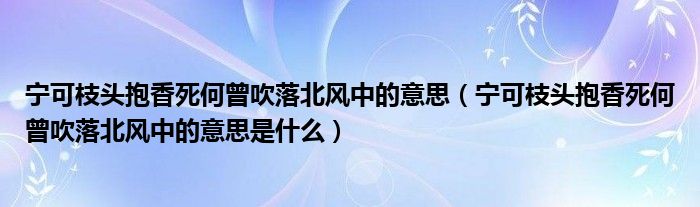 宁可枝头抱香死何曾吹落北风中的意思(宁可枝头抱香死何曾吹落北风中的意思是什么)
