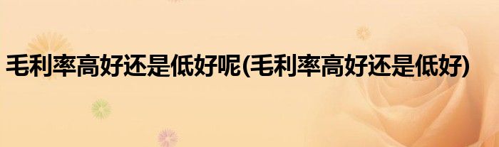 毛利率高好还是低好呢(毛利率高好还是低好)