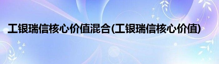 工银瑞信核心价值混合(工银瑞信核心价值)