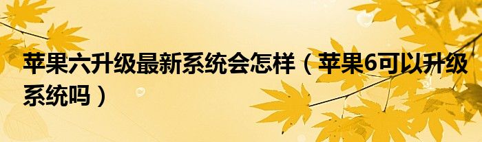 苹果六升级最新系统会怎样(苹果6可以升级系统吗)