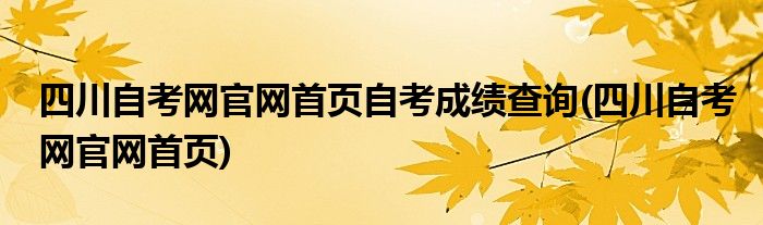四川自考网官网首页自考成绩查询(四川自考网官网首页)