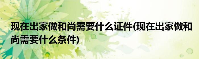 现在出家做和尚需要什么证件(现在出家做和尚需要什么条件)