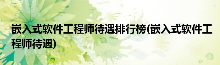 嵌入式软件工程师待遇排行榜(嵌入式软件工程师待遇)