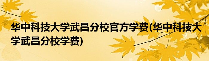 华中科技大学武昌分校官方学费(华中科技大学武昌分校学费)