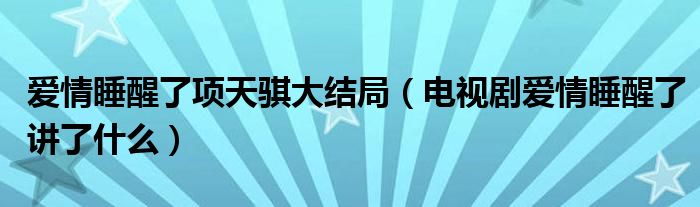 爱情睡醒了项天骐大结局(电视剧爱情睡醒了讲了什么)