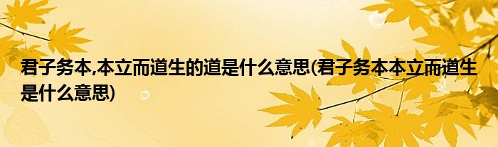 君子务本,本立而道生的道是什么意思(君子务本本立而道生是什么意思)