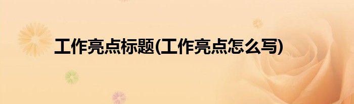 工作亮点标题(工作亮点怎么写)