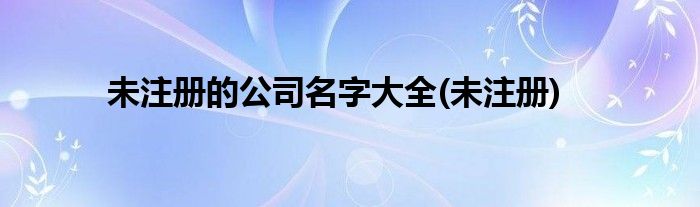 未注册的公司名字大全(未注册)